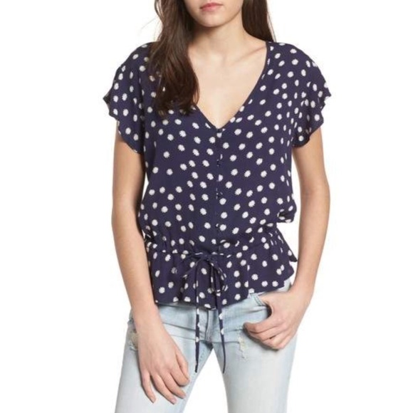 Rails Bretton Top. Navy Polkadots. Size Med. - Picture 1 of 3